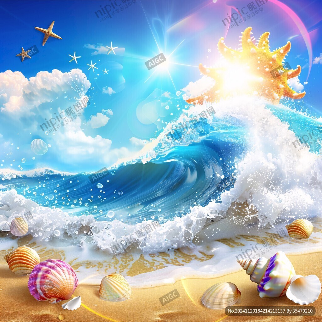 波涛海涛壁画海波海浪