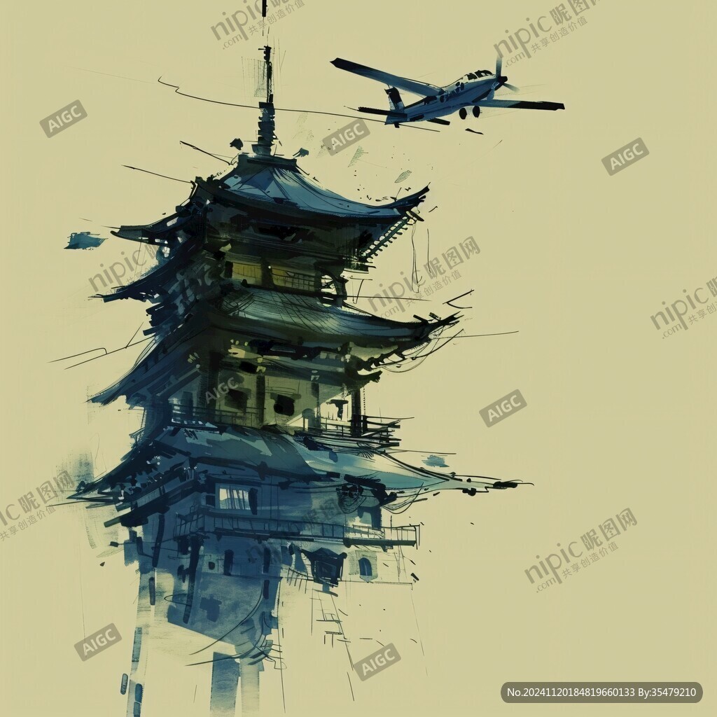 手绘鸡鸣阁