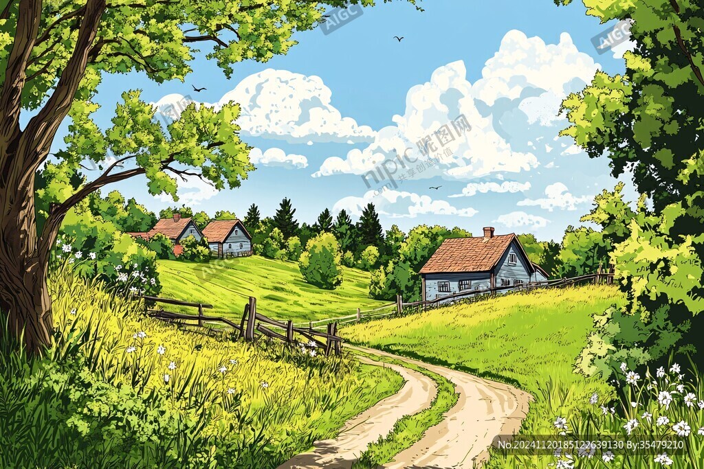 乡村场景插画