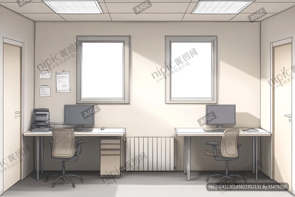 书桌插画