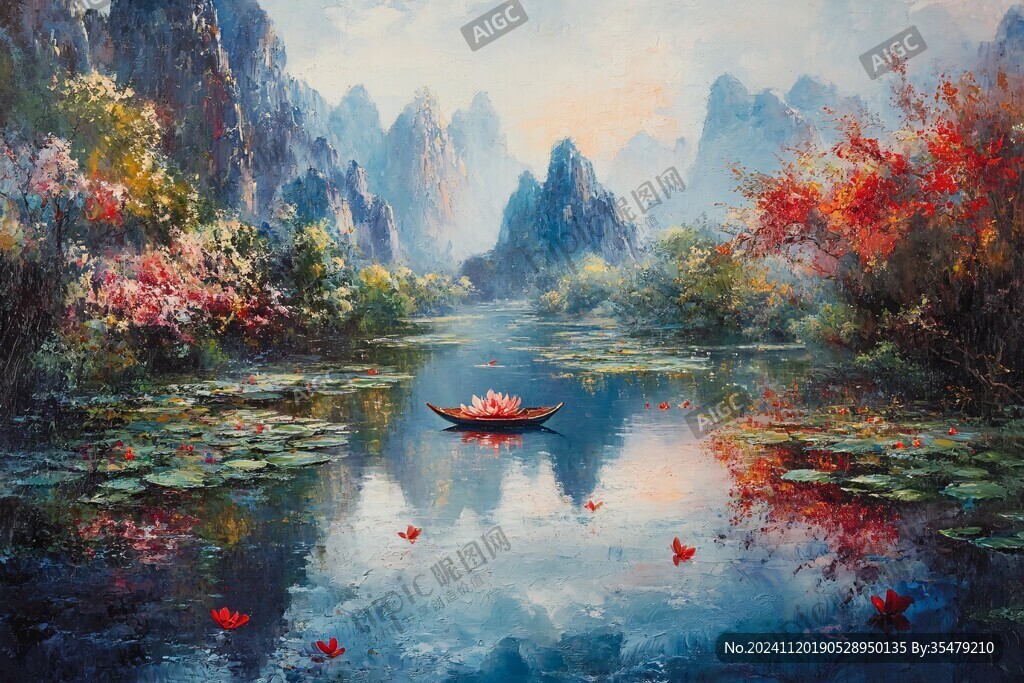 油画山水风景