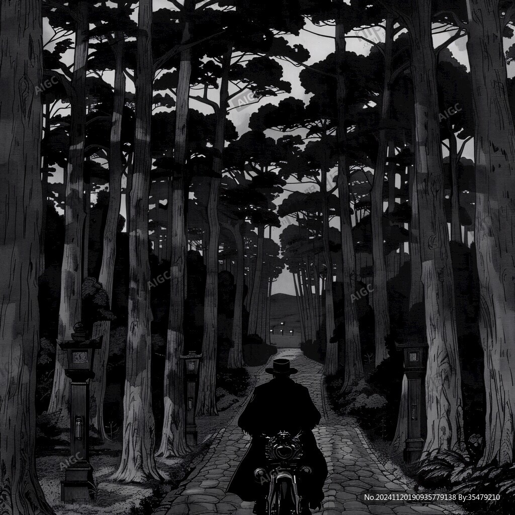 木版插画吉田街道