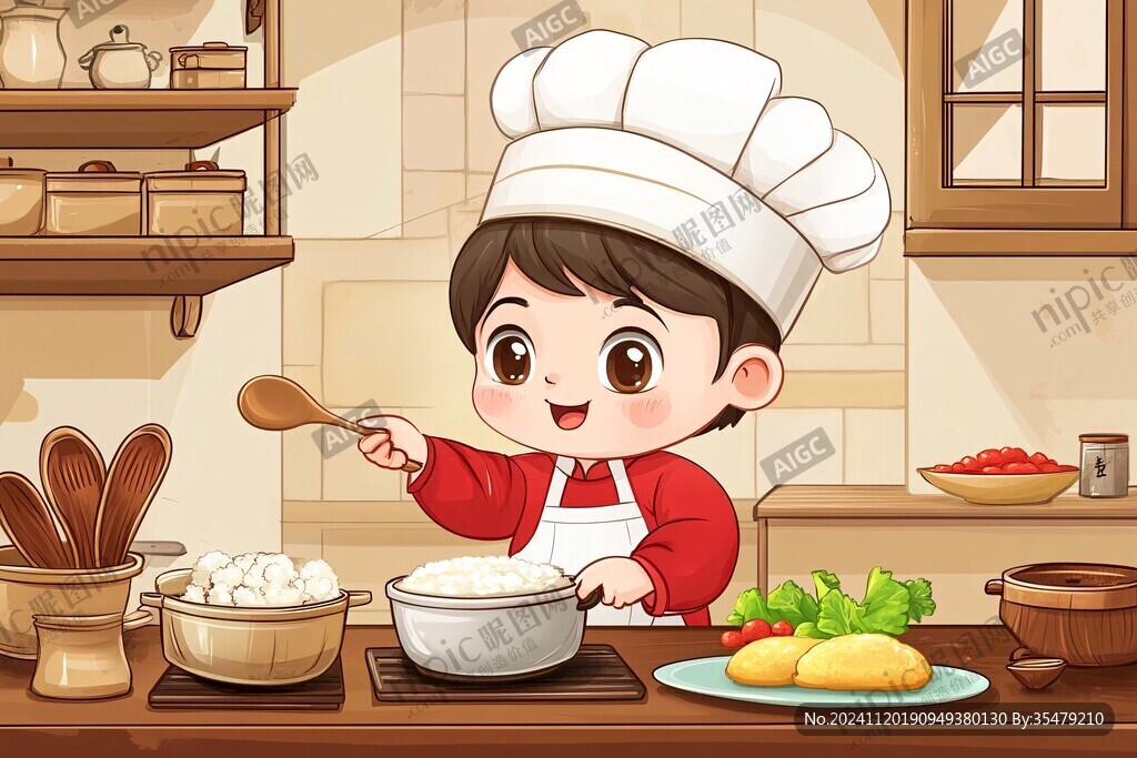 做美食男孩插画