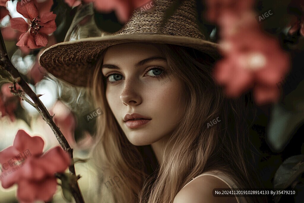 戴草帽的少女