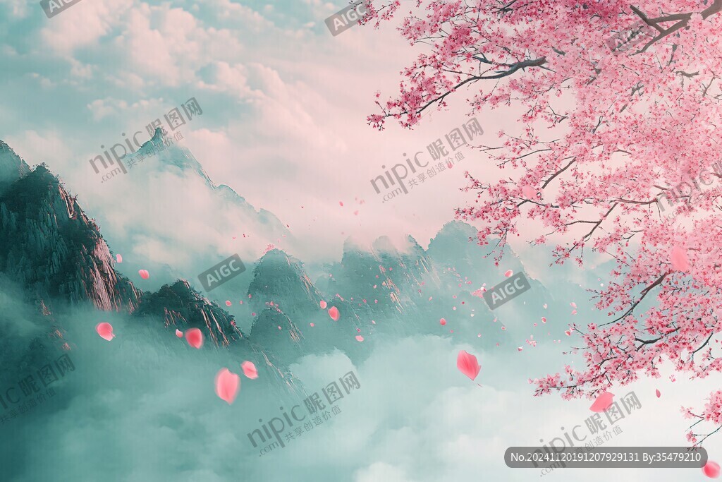唯美山花意境桃花