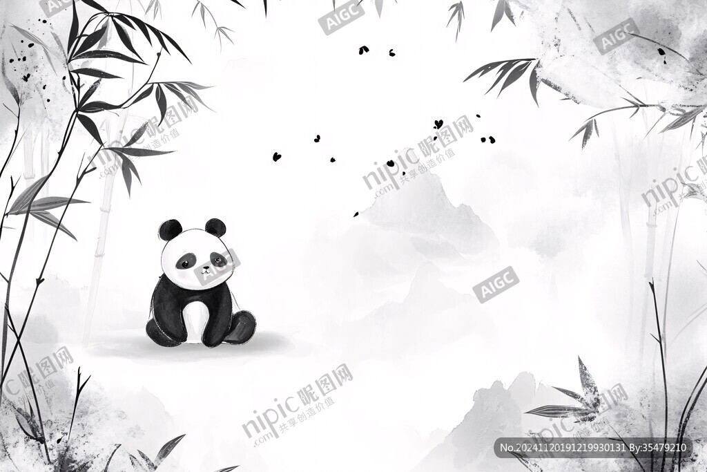 手绘熊猫背景