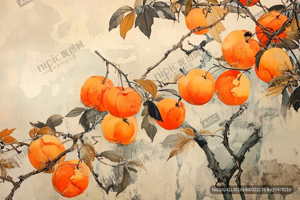 画意柿枝