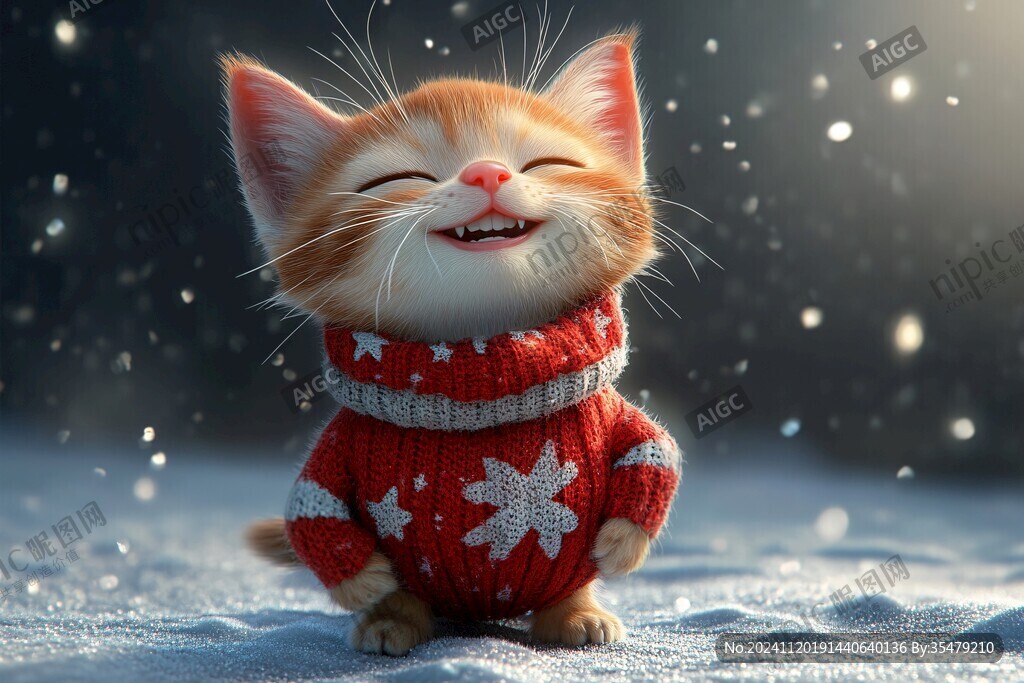 雪地中的猫咪