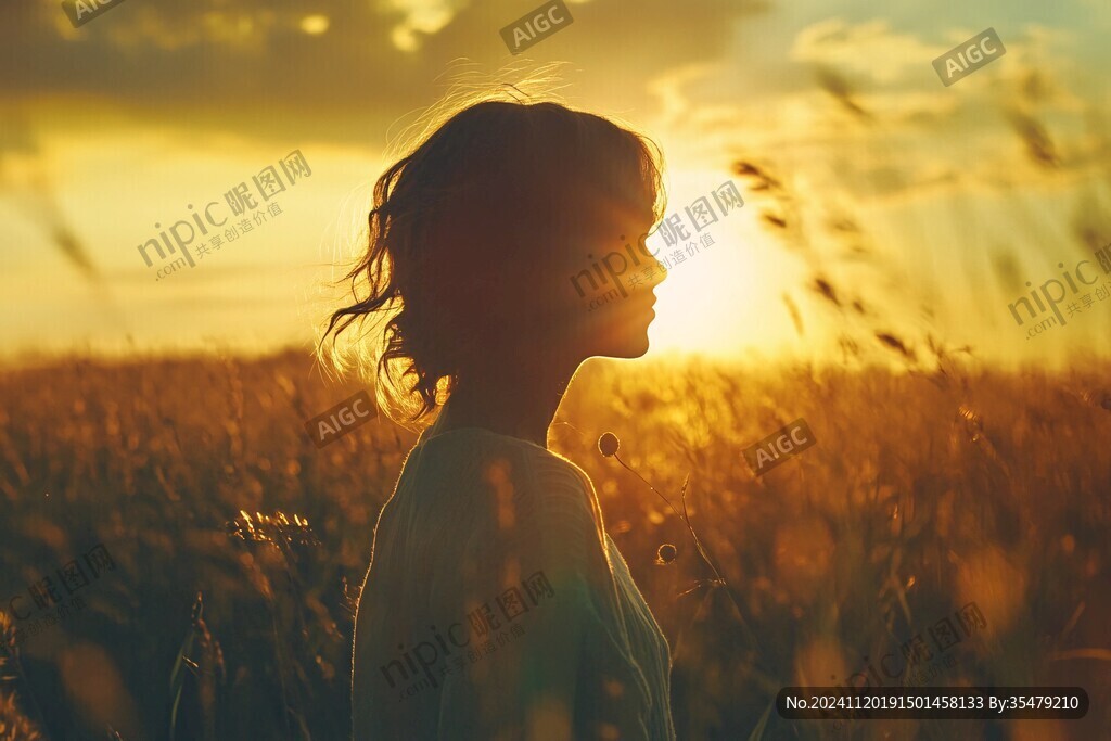 逆光中的少女