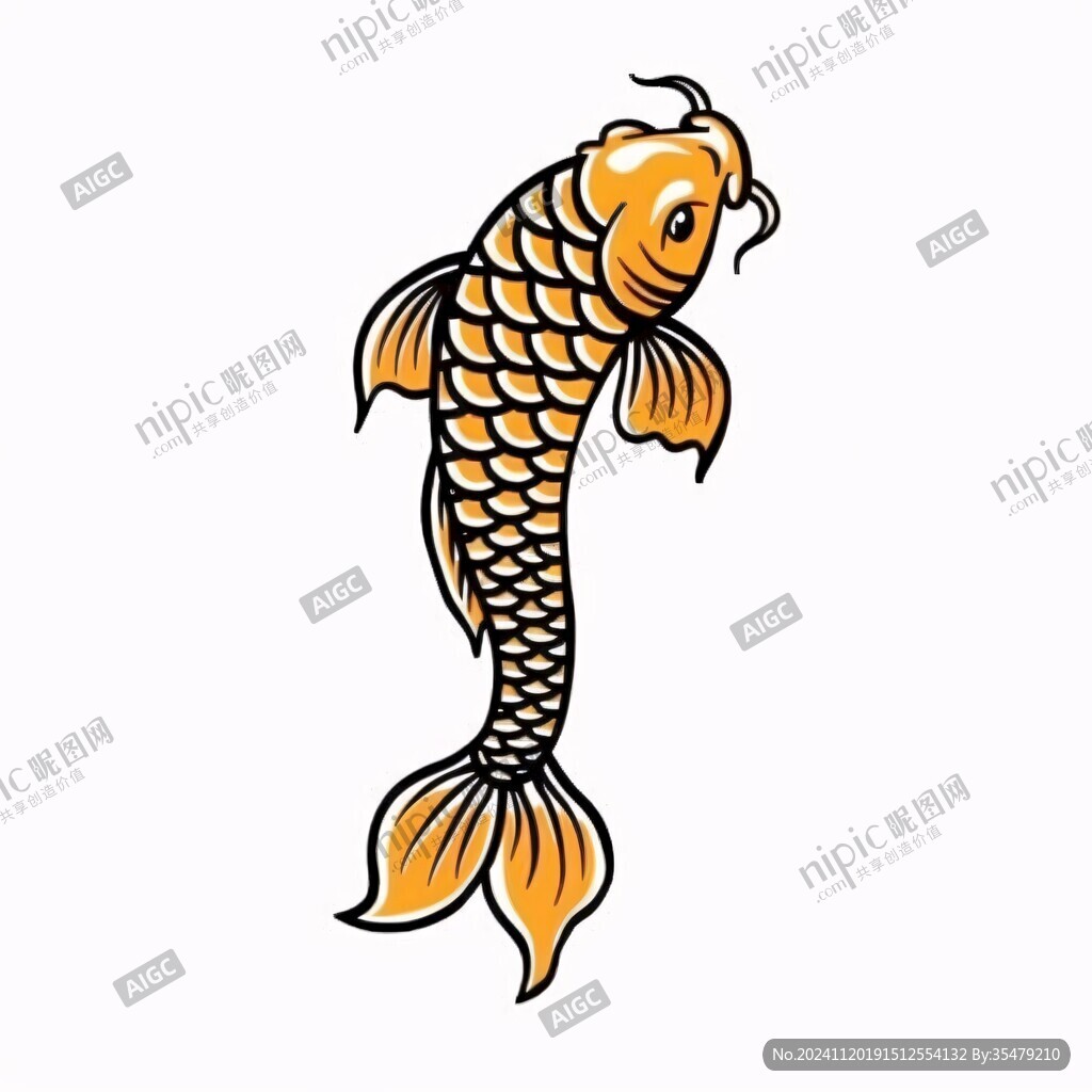 鲤鱼线条描边