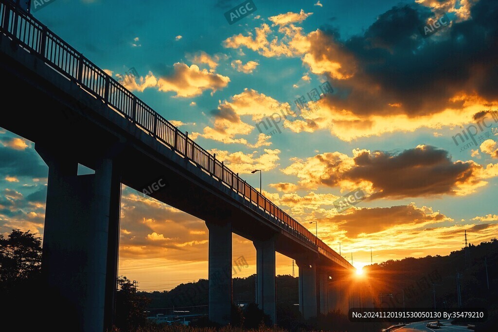 高架桥上的夕阳