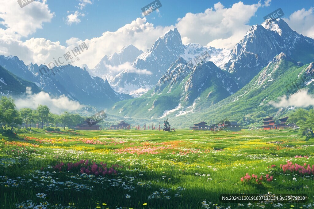 唯美花田场景
