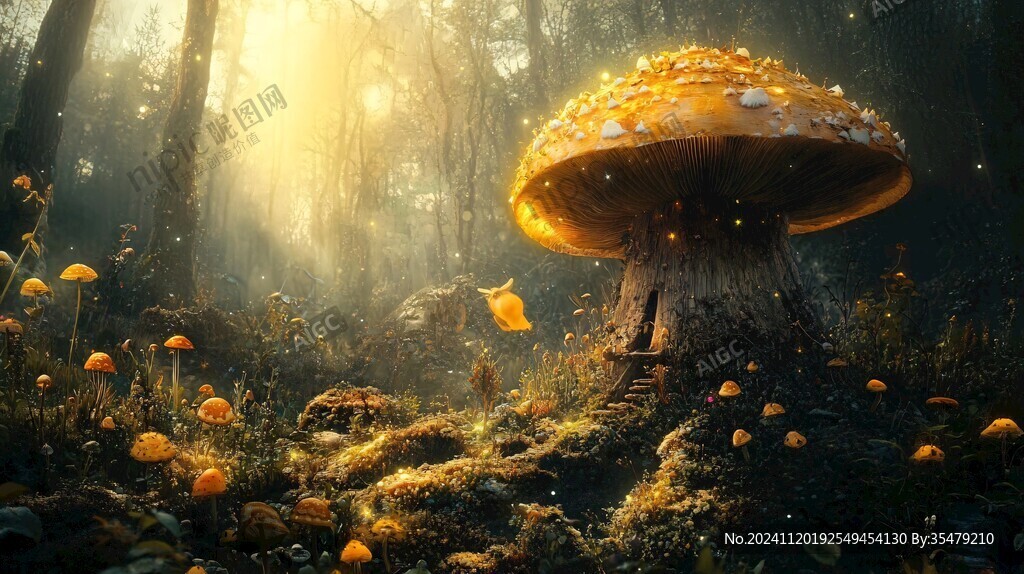 梦幻蘑菇背景