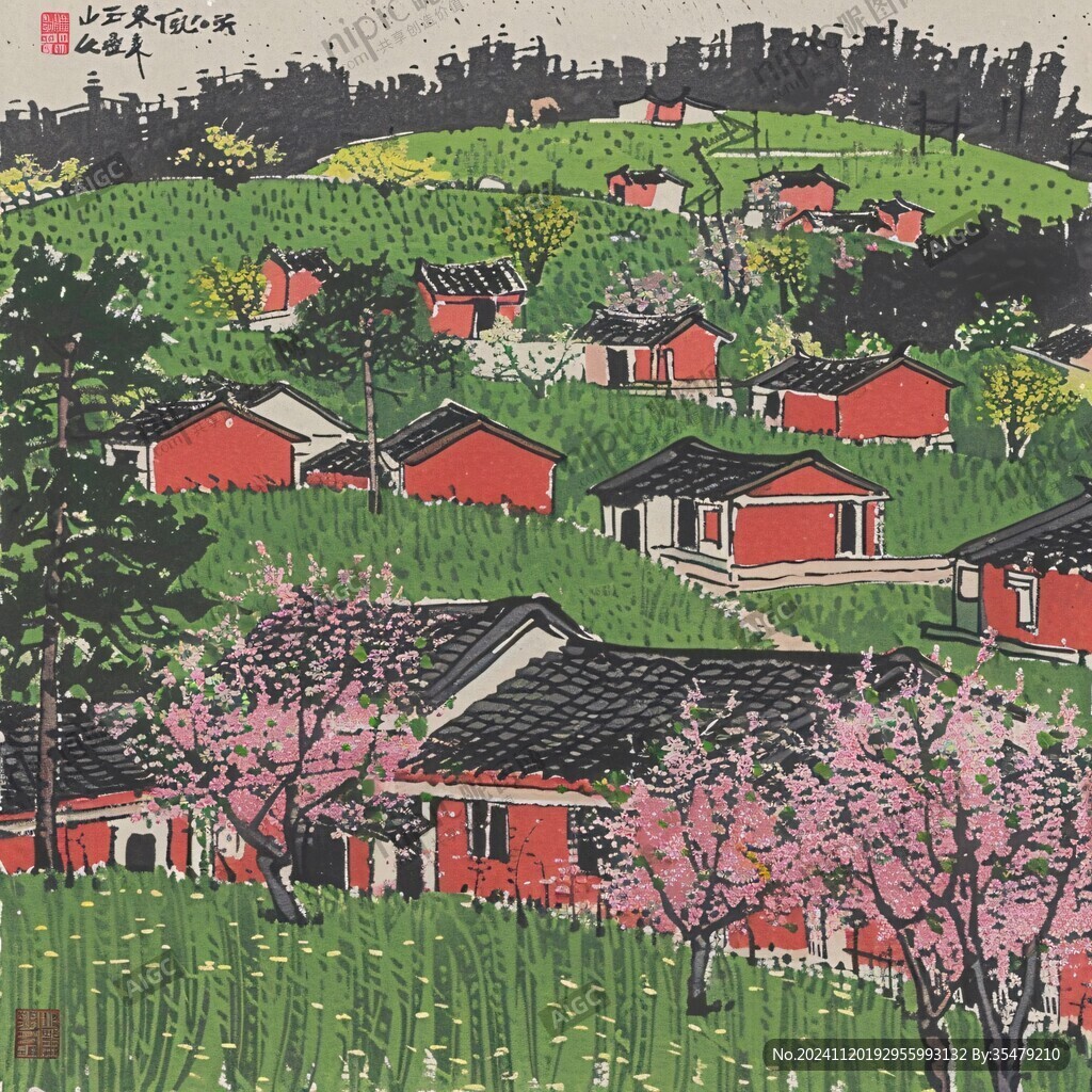 田园田野山居图