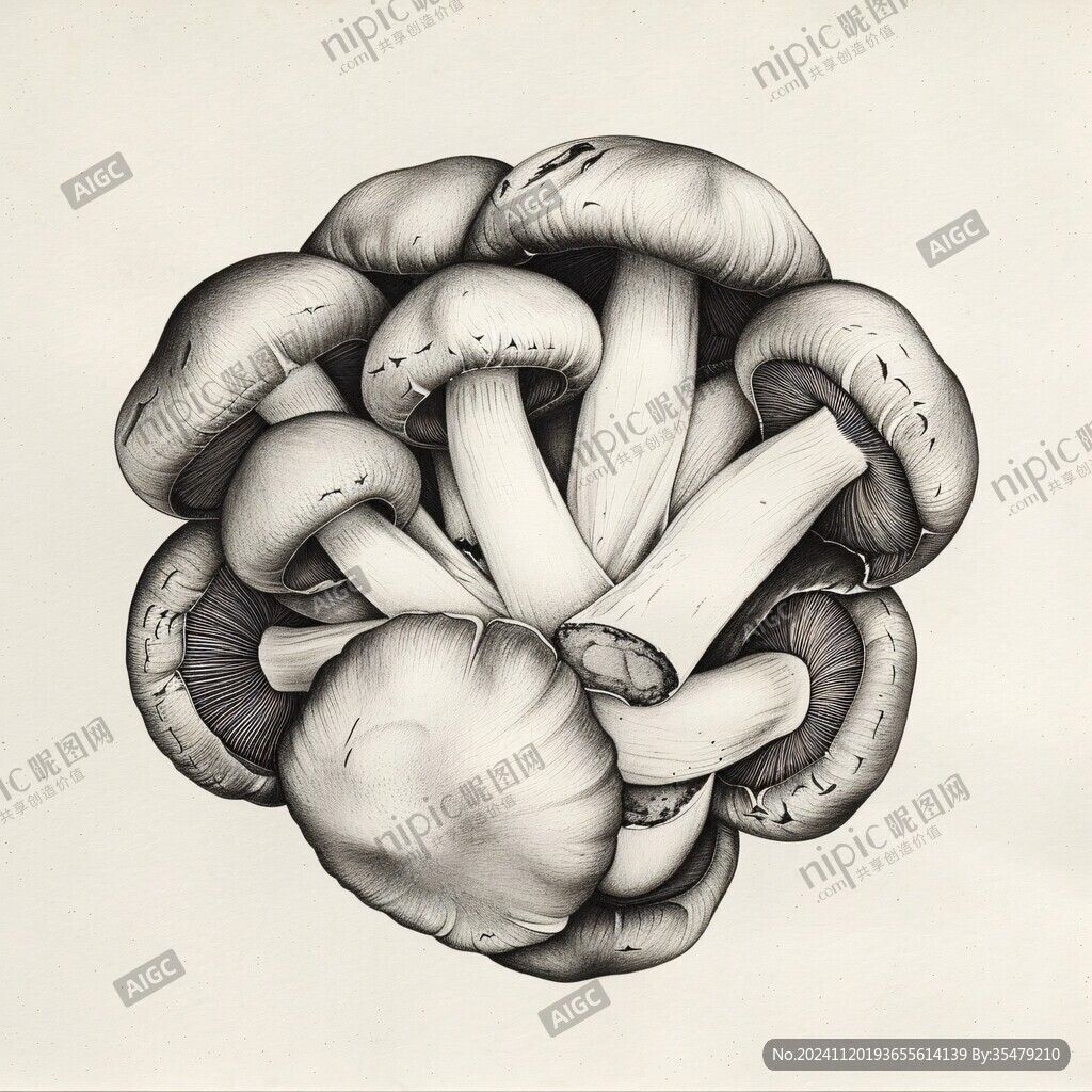 蘑菇素描铜版画