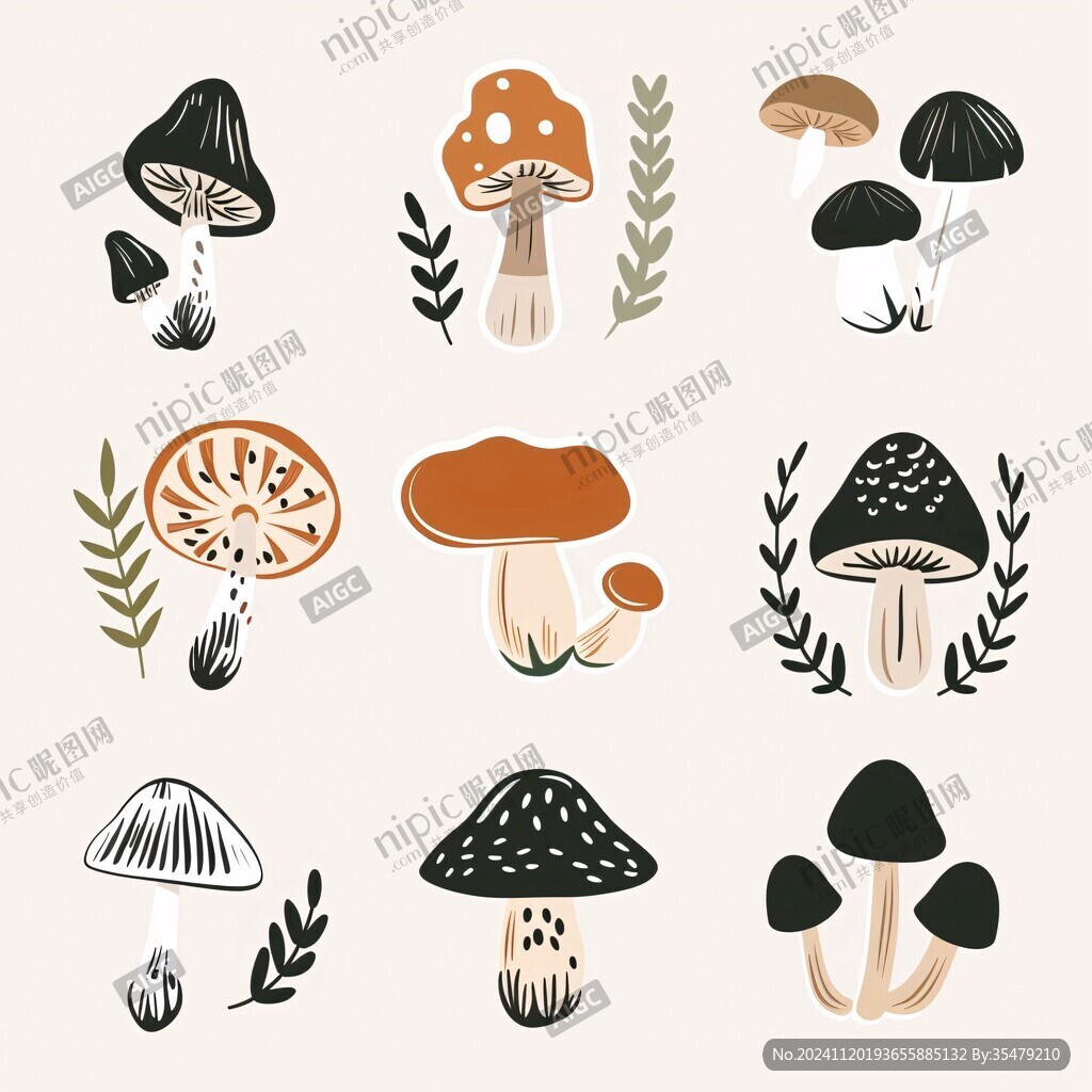 各种蘑菇插画