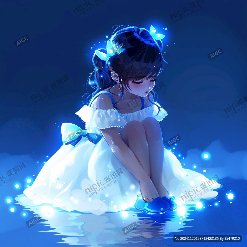 梦幻唯美蓝色系少女