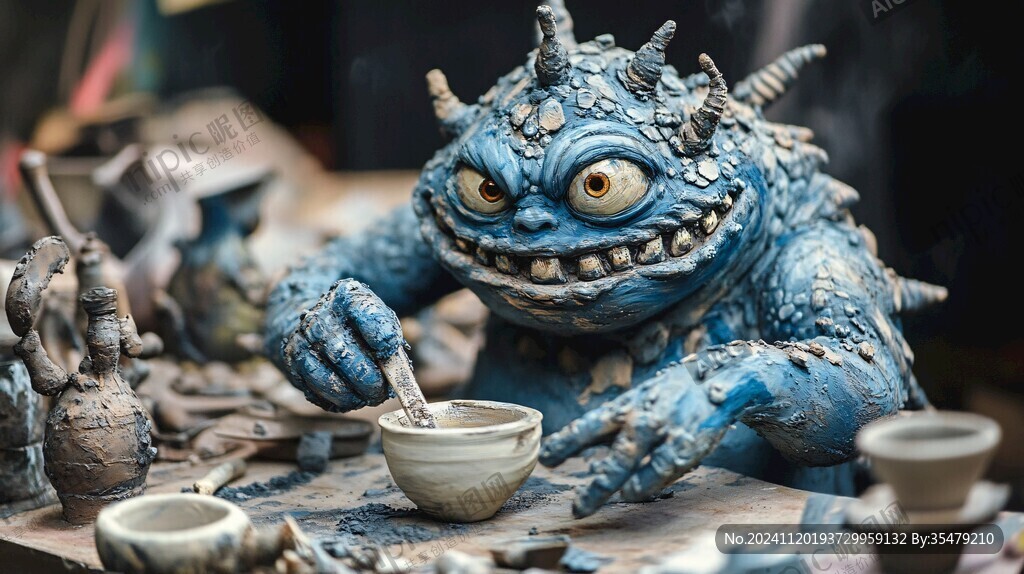 小怪兽泥塑