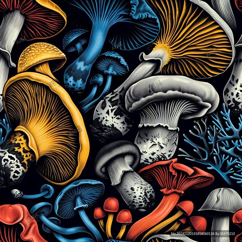 蘑菇集锦插画