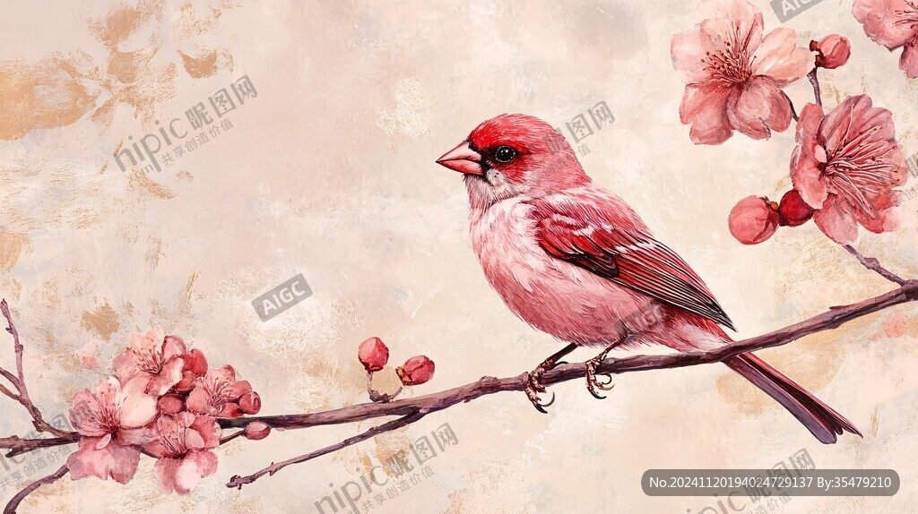 高清手绘花鸟壁纸