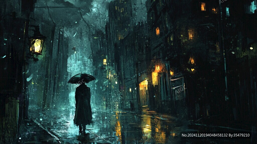 雨巷插画