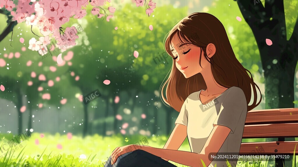 春季女孩插画