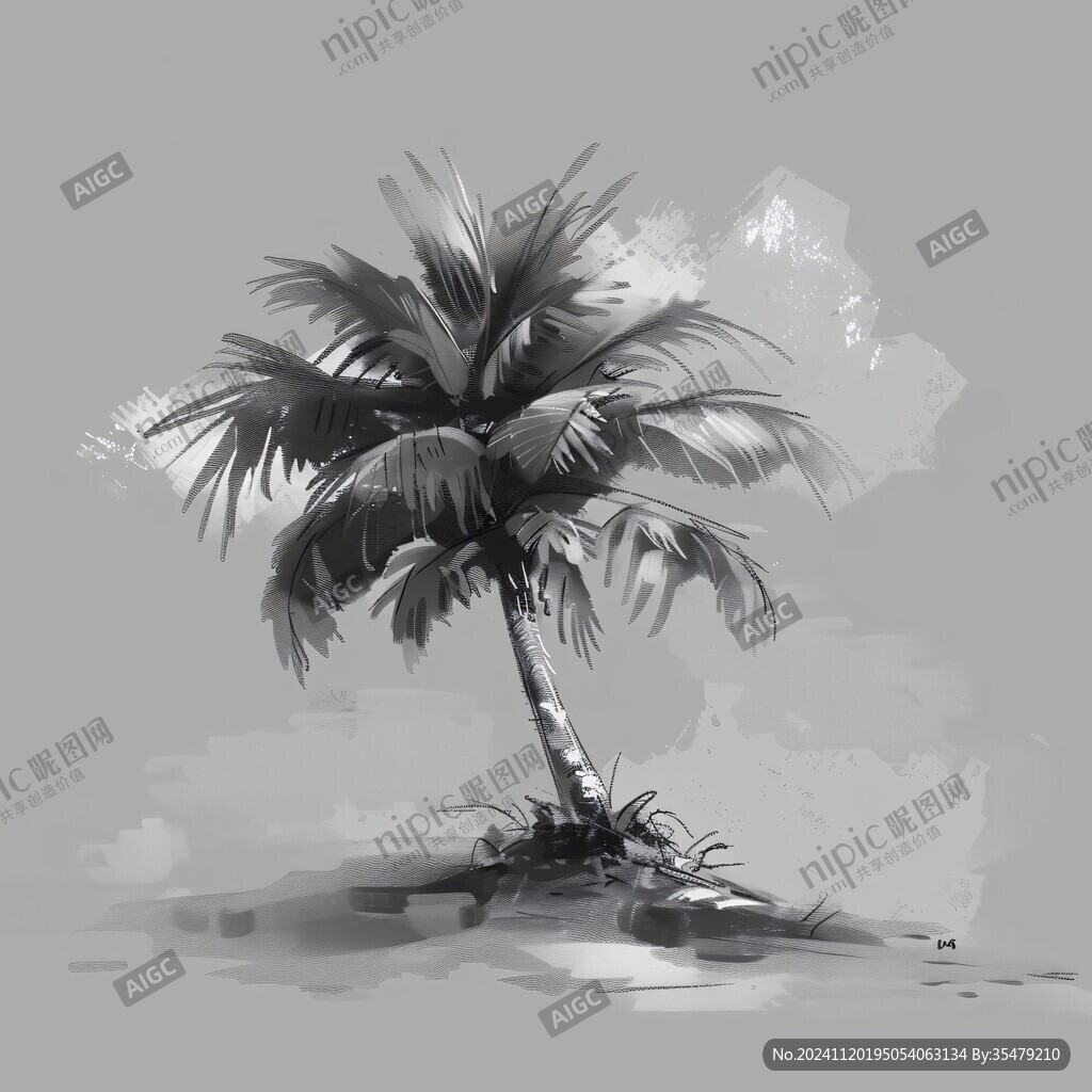 水墨椰树