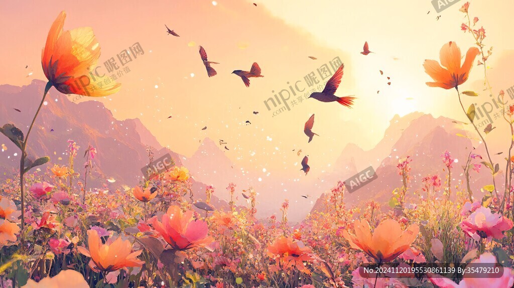 唯美梦幻花田场景