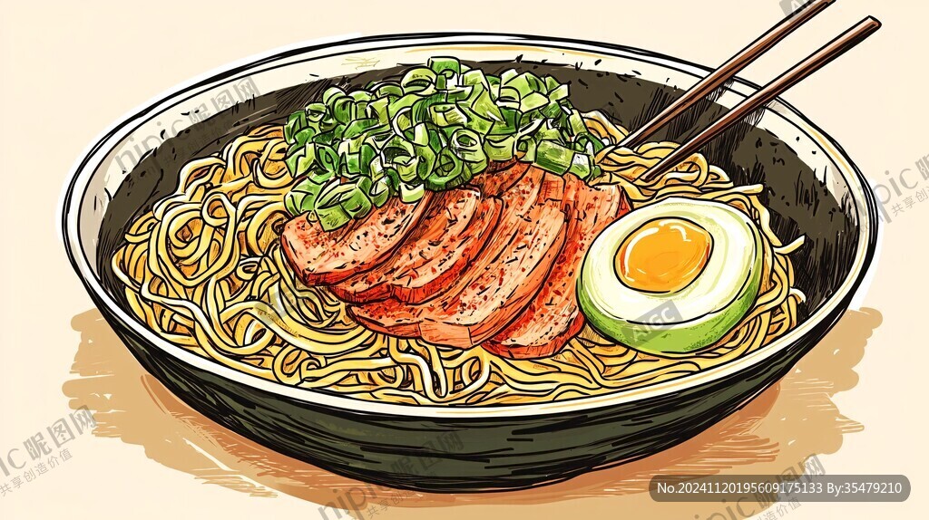 车仔面插画