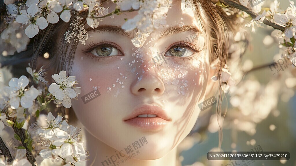 唯美花下少女