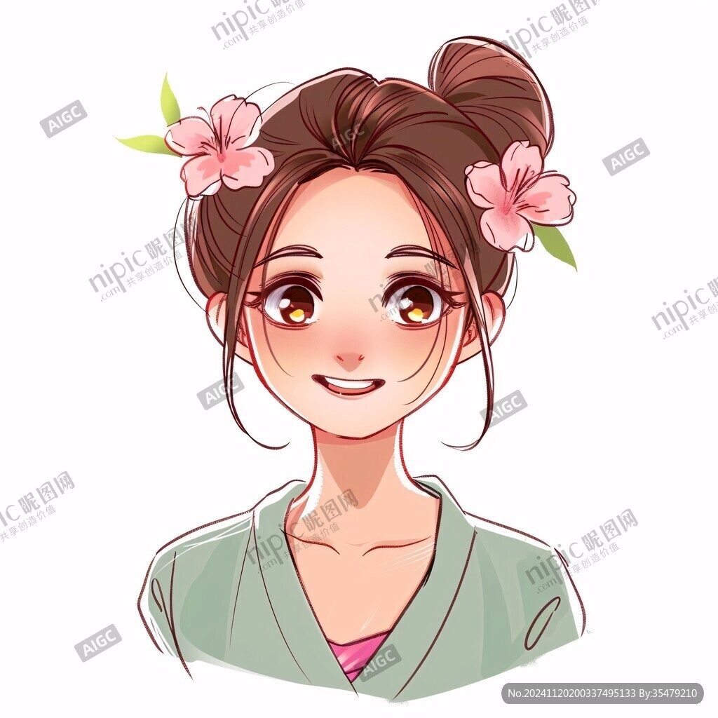 青梅人物插画