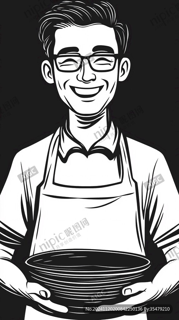 黄焖鸡米饭人物插画