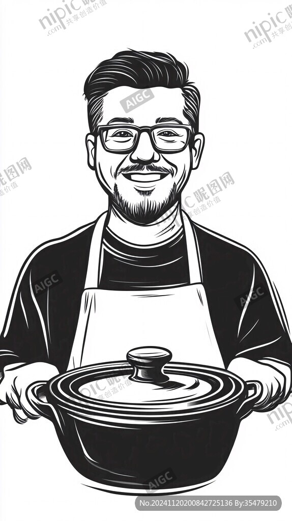 黄焖鸡米饭人物插画