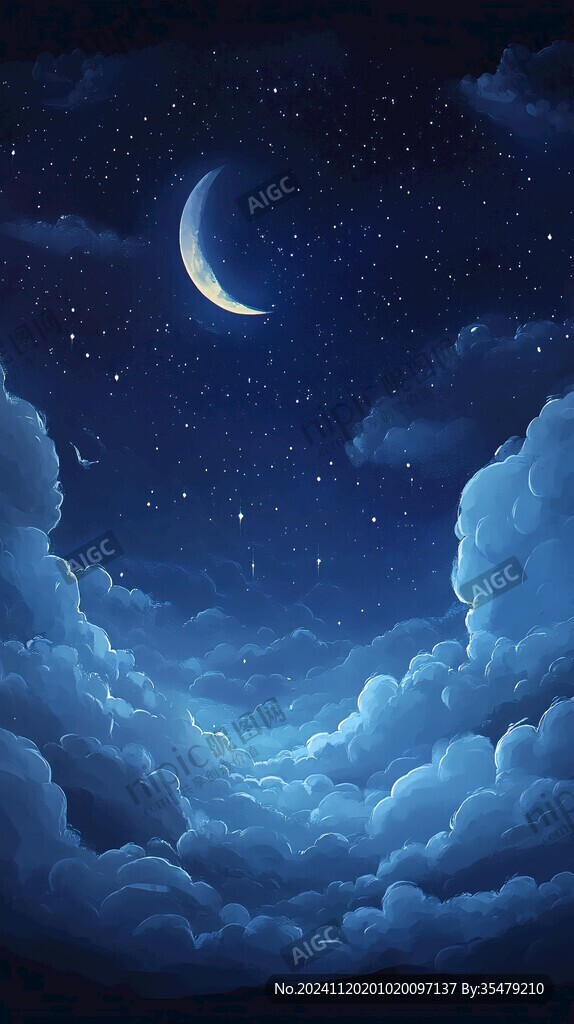 夜晚云彩星星