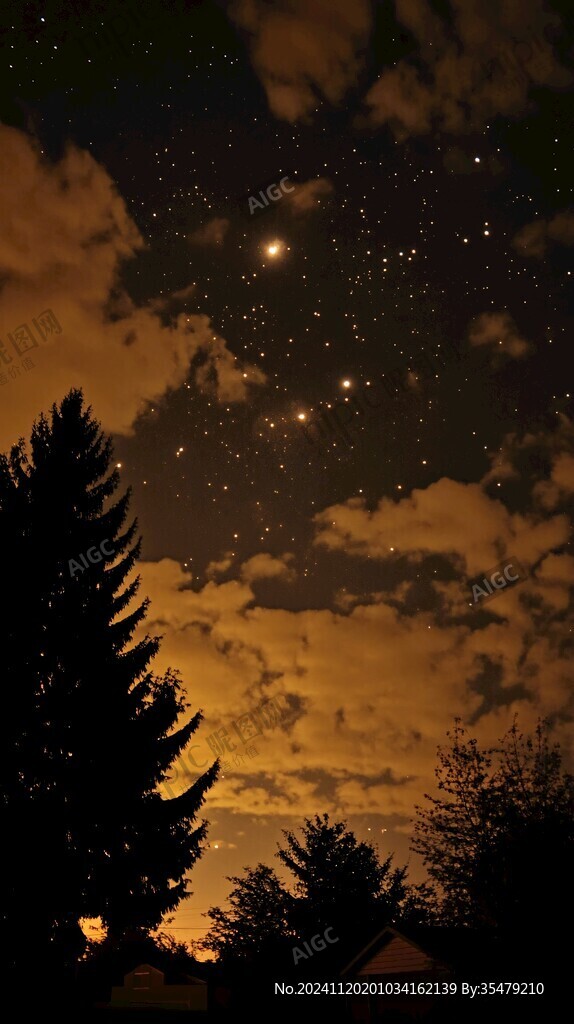 夜晚云彩星星