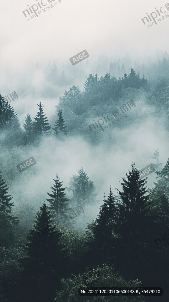 山林树木雾气
