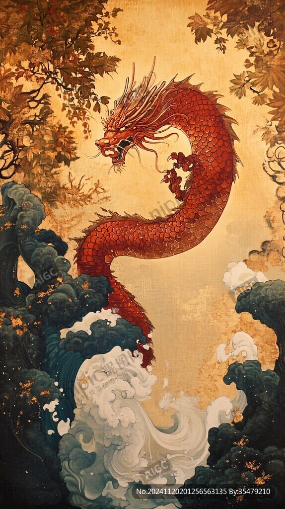 龙年烫金插画