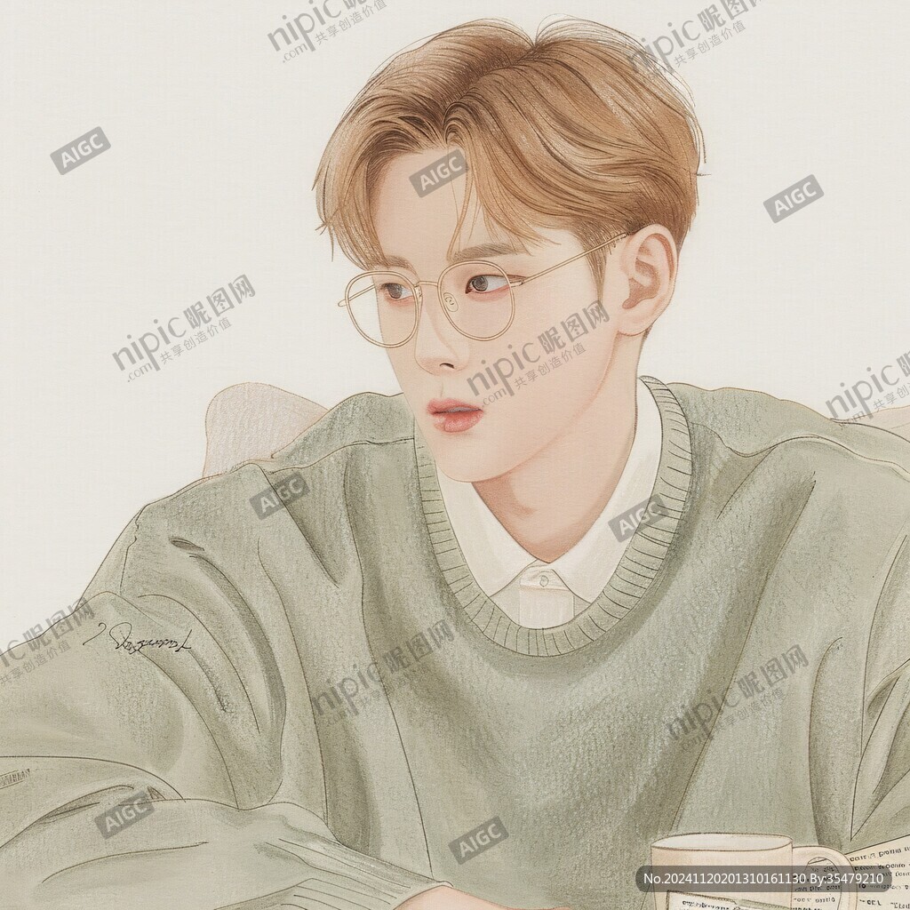男生头像插画