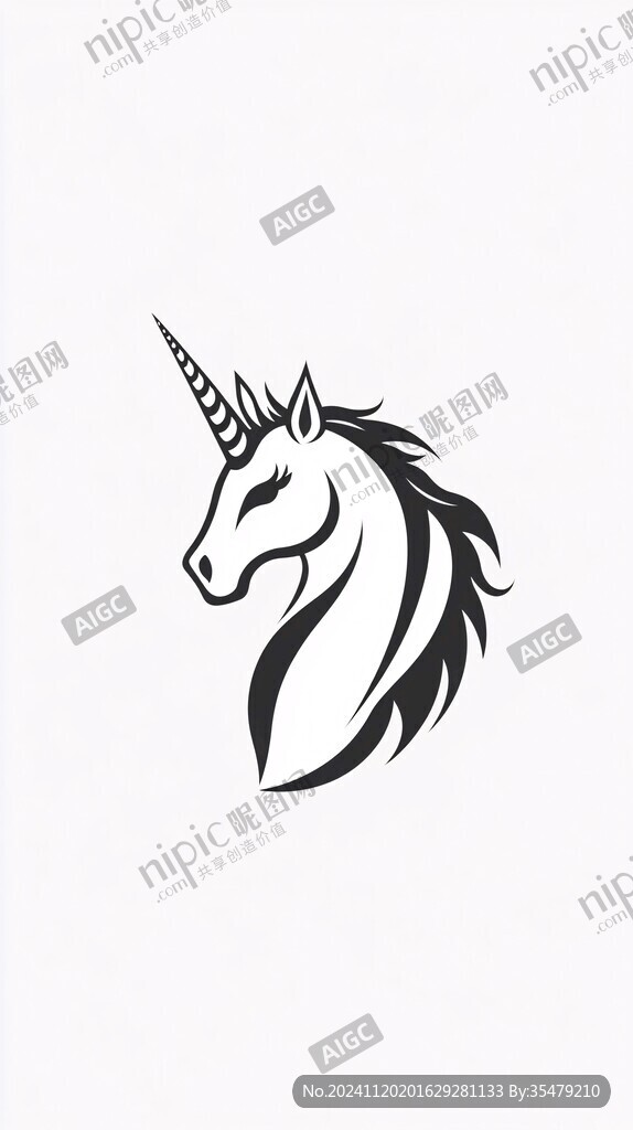 手绘独角兽logo