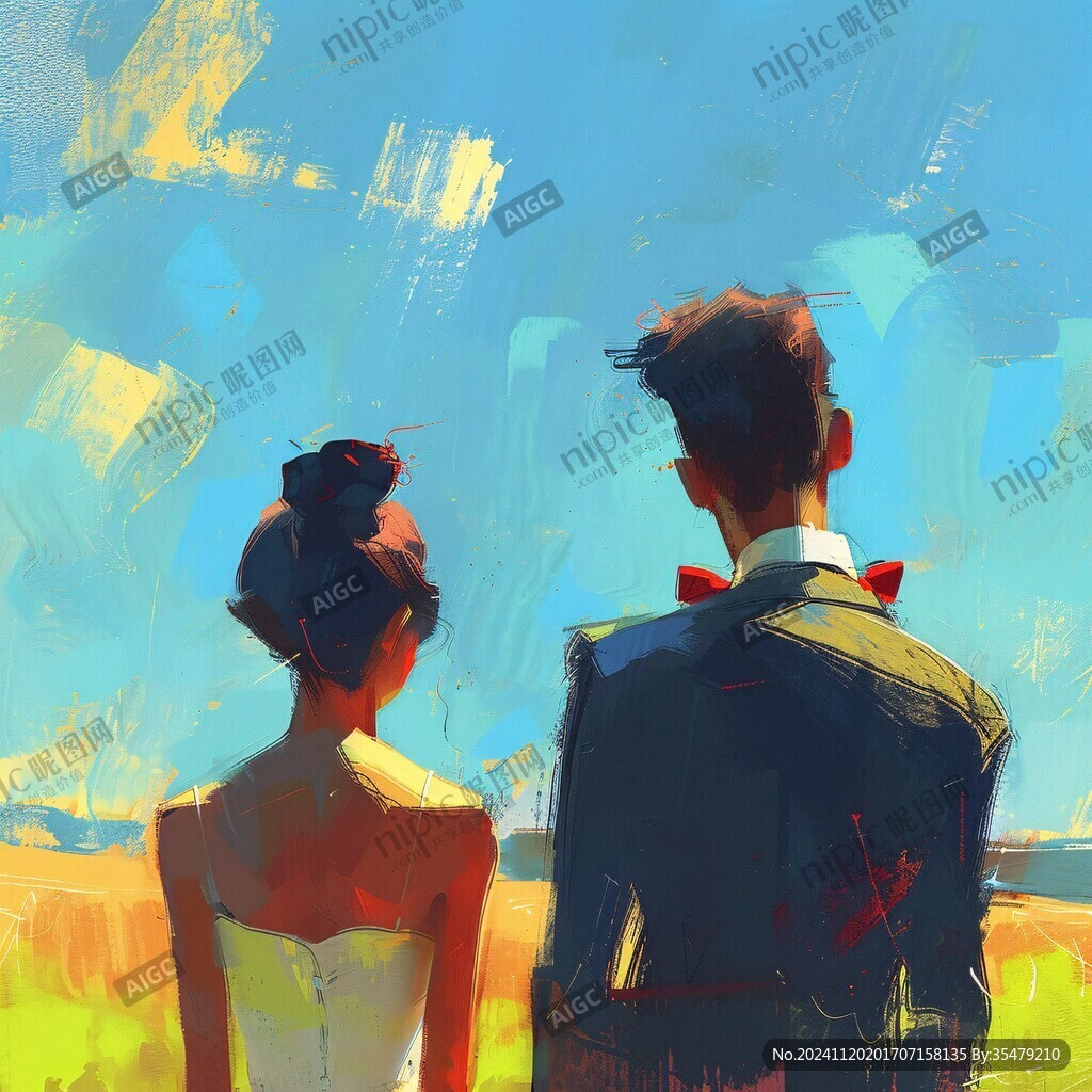 结婚照插画