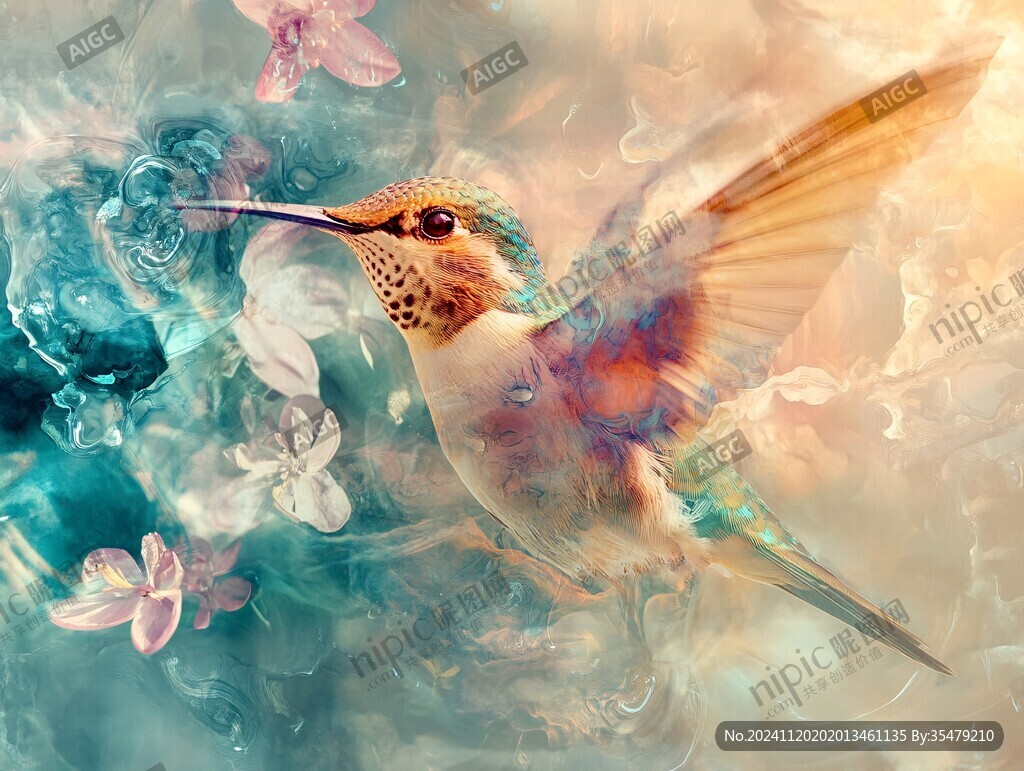 梦幻花鸟油画