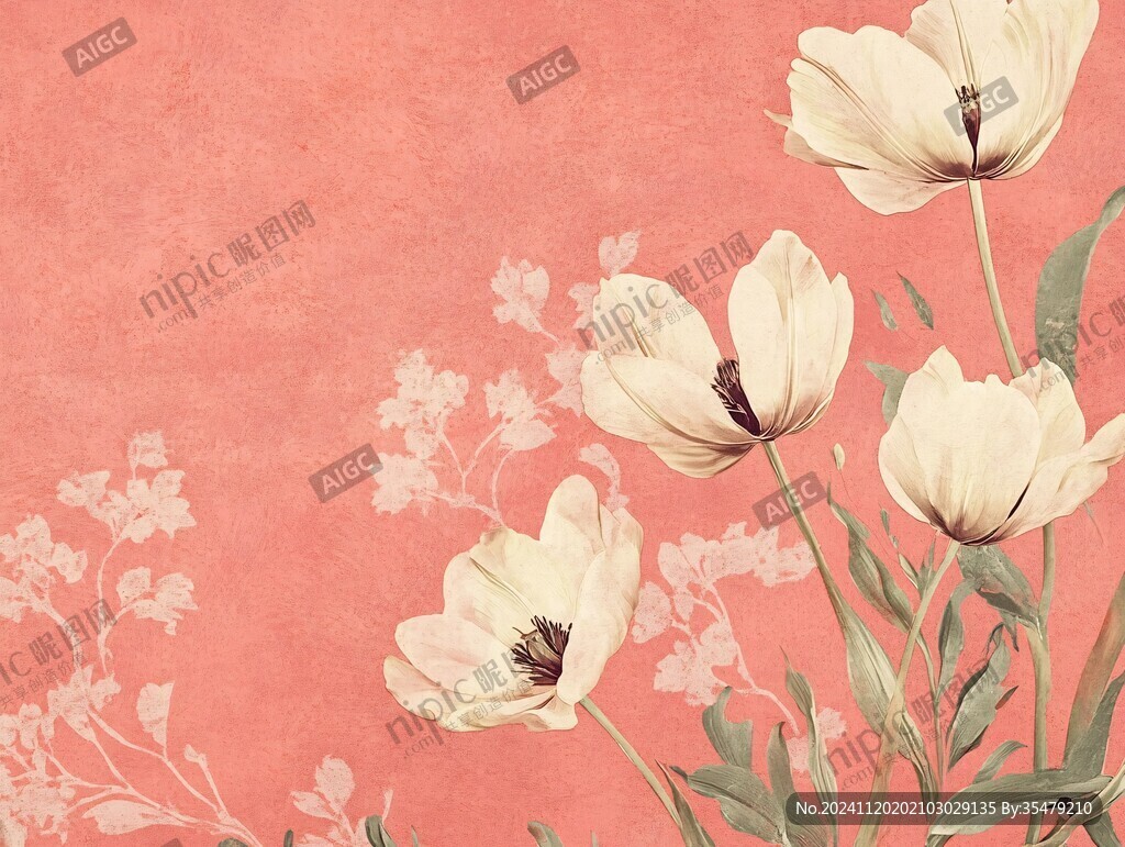 手绘花卉壁画