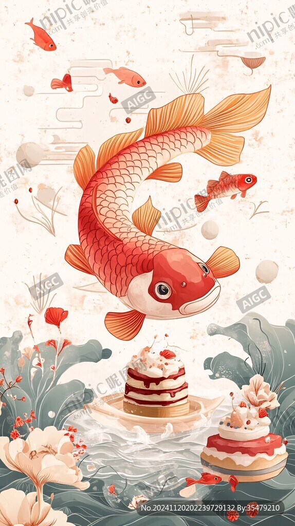 锦鲤月饼插画