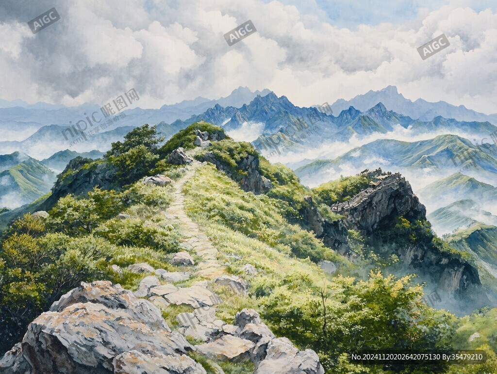 伏牛山主峰油画