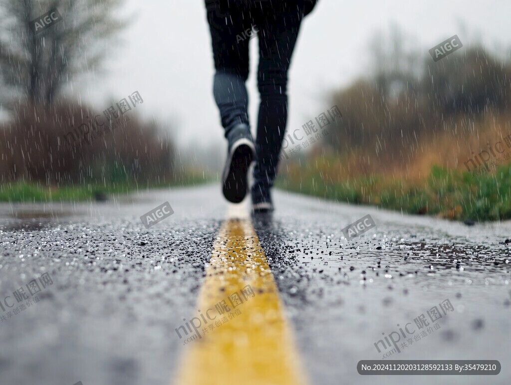 雨中行走的人