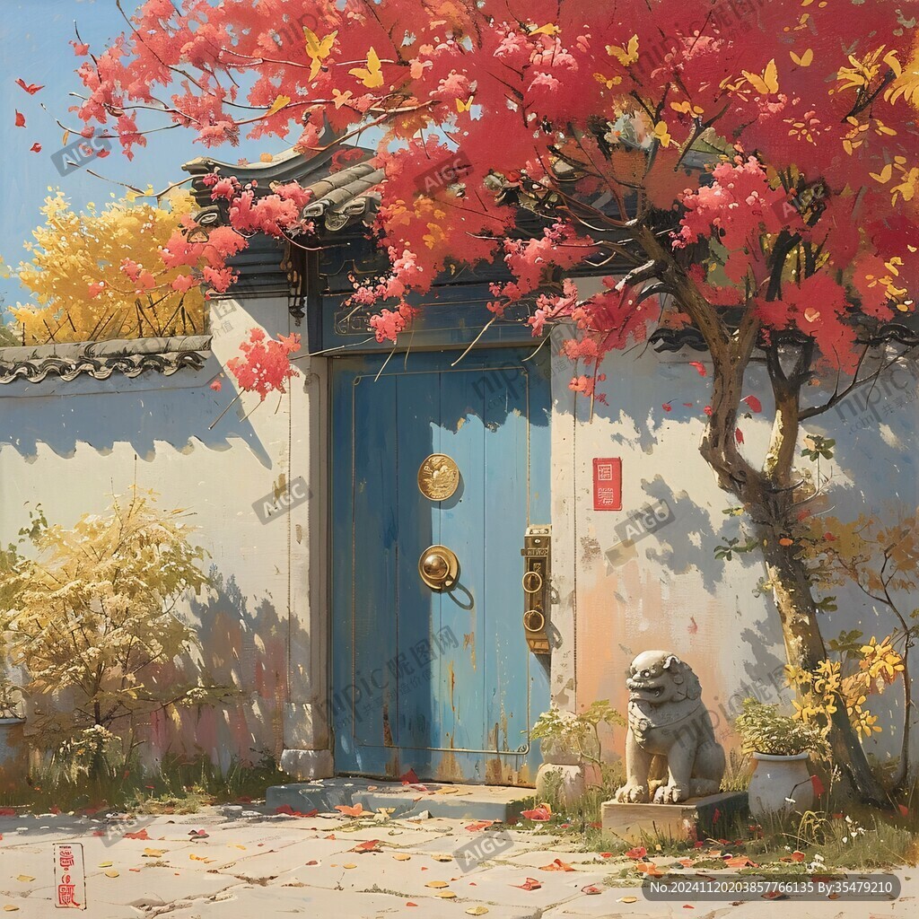 古风庭院插画