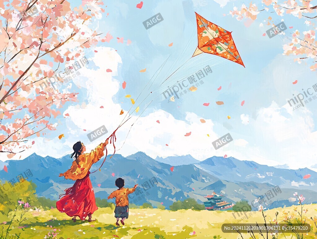 放风筝插画