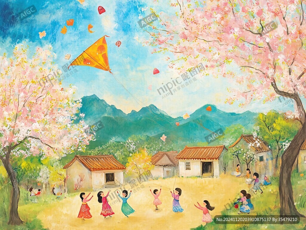 放风筝插画