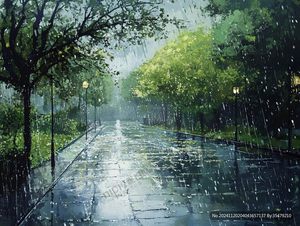雨天插画