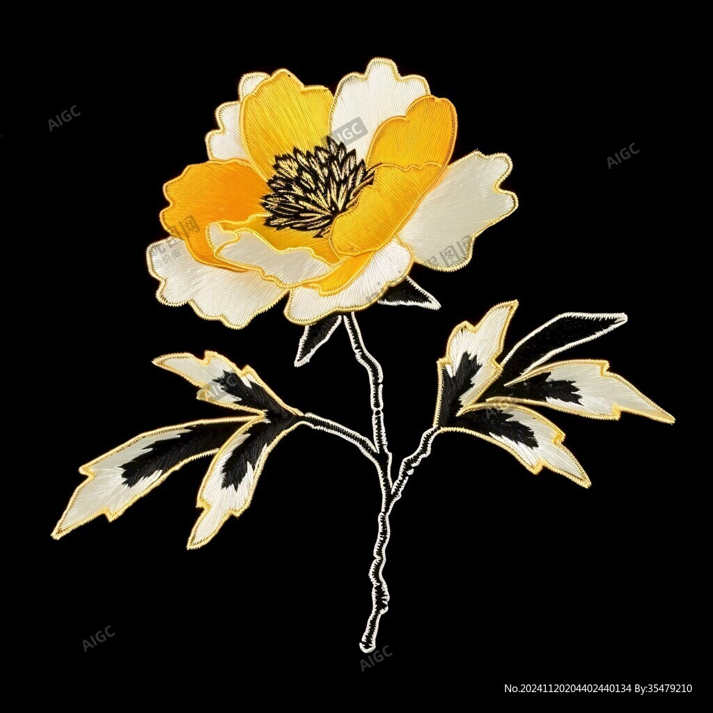 高精手绘黄金拉丝花卉